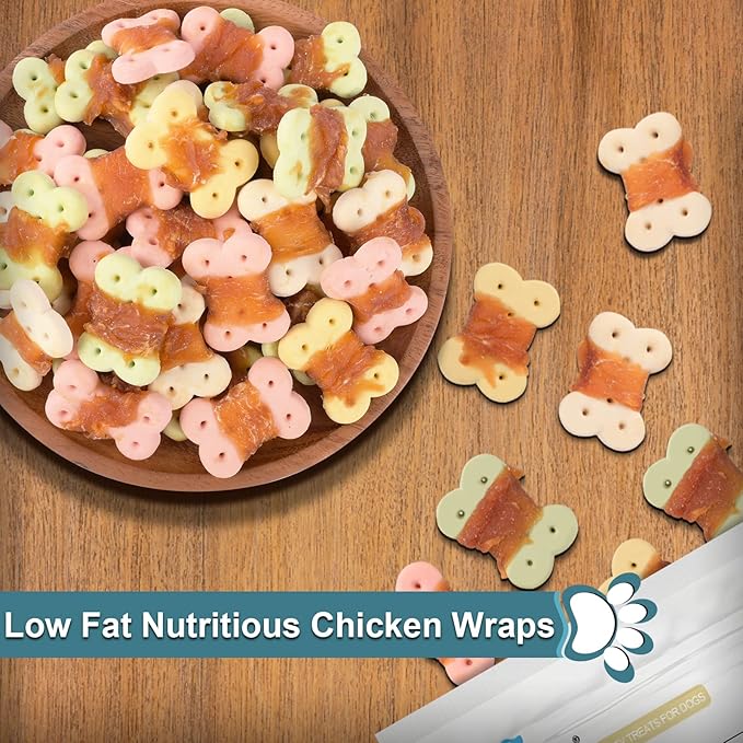 Dog Treats Biscuits Wrapped in Chicken Chews for Small Dog no Rawhide1 lb/454g