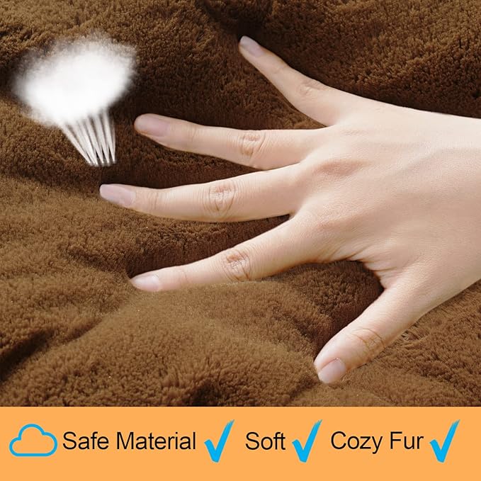 Extra Small Dog Bed & Pad for Metal Crates, Ultra Soft Washable & Anti-Slip Kennel Mat, Cozy Sleeping Mat, Brown 22inch