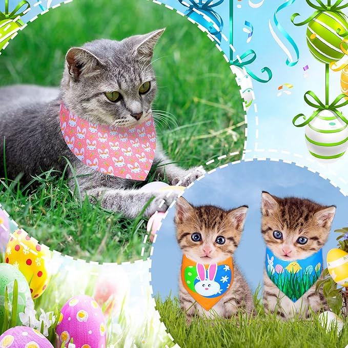 20 Pcs Easter Dog Bandana Pet Scarf Washable Triangle Bibs Shamrock Scarfs Adjustable Pet Triangle Washable Kerchief for Easter Dogs Cats