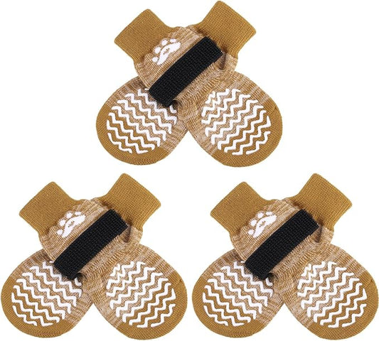 PUPTECK Non-Slip Dog Socks Double Sides Grips for Hardwood Floors Prevents Licking, Dog Shoes for Hot Pavement Booties for Senior Small Medium Large Dogs