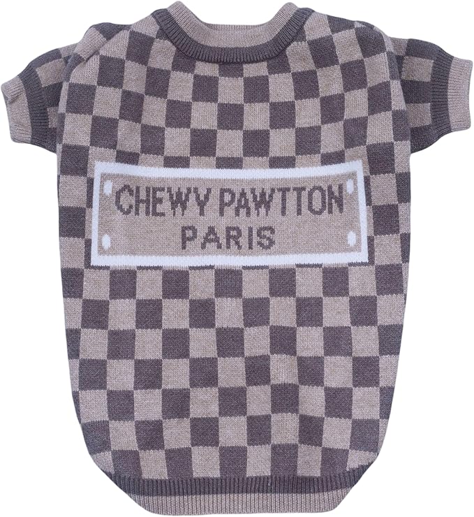 Designer Dog Clothes Sweater Shirt Outfit Small XS Teacup Cute Dogs Puppies French Bulldog Dachshund Chihuahua Cats Maltese Boy Girl (Medium, DamierParis)