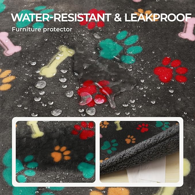 Luciphia Waterproof Pet Blankets for Couch Sofa Bed Cover Liquid Pee Proof Washable Soft Fluffy Large Dog Blanket Reversible Furniture Protection Grey Bone Thicken Small（40" x 28"）