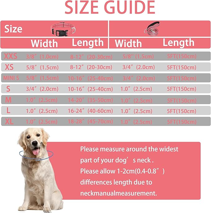Reflective Dog Collar with Safety Locking Buckle, Adjustable Soft Breathable Nylon Collars for Small, Medium and Large Dogs(Collar+Leash S Width 3/4" Pink)