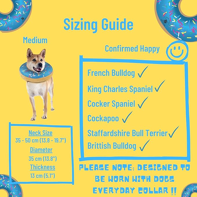 Dog Donut Collar | Alternative to Traditional or Soft Dog Cones | Inflatable Post-Surgery Cone for Medium Dogs (Blue)