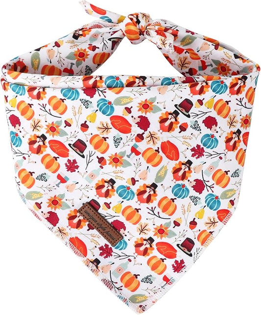 Unique Style Paws Thanksgiving Cotton Dog Collar with Bow Halloween Pumpkin Plaid Dog Collar with Bow Tie for Small Medium Large Dogs Pets Gifts