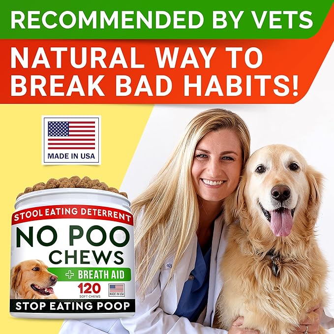 STRELLALAB No Poo Chews for Dogs - Coprophagia & Stool Eating Deterrent with Probiotics, Digestive Enzymes & Breath Aid Support - Stop Dog Poop Eating - Made in The USA