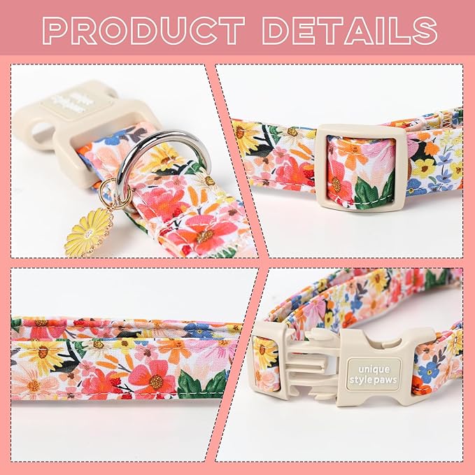 Unique style paws Dog Collar Plastic Buckle with Pendant Colorful Flower Puppy Collars for Small Medium Large Boys Girls Dogs