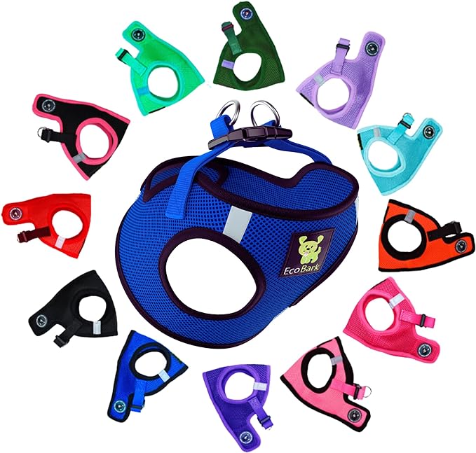 EcoBark Step in Dog Harness - Eco-Friendly Dog Harnesses for Small and Medium Breed Dogs - Reflective and Adjustable Mini Body Halter Vest -Soft Mesh Toy Breed Harness (Royal Blue, Medium)