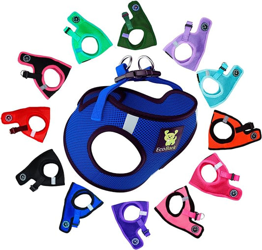EcoBark Step in Dog Harness - Eco-Friendly Dog Harnesses for Small and Medium Breed Dogs - Reflective and Adjustable Mini Body Halter Vest -Soft Mesh Toy Breed Harness (Royal Blue, Medium)