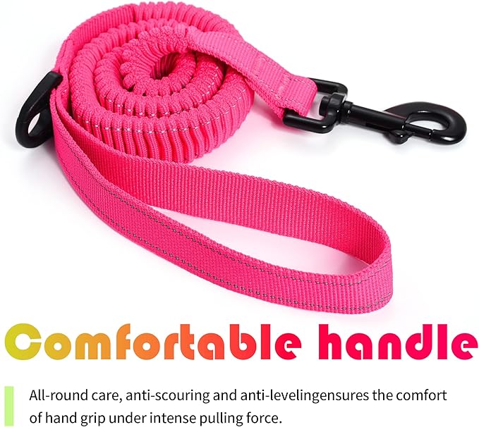 Mile High Life | Bungee Dog Leash | Gentle Pull Training Lead | Soft Comfort Texture | 3-5 Feet | for Dogs/Cats Under 20 lb (Pink)