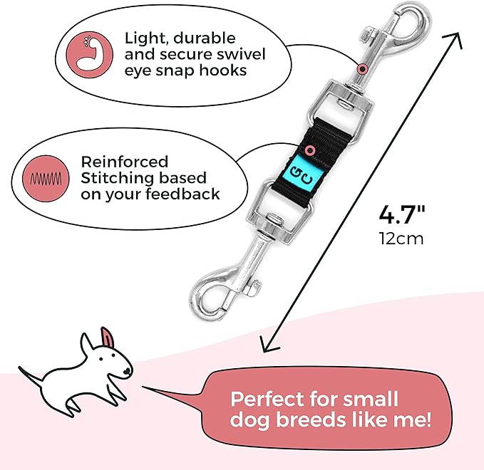 Gentle Creatures Collar Companion - Mini to Small Dogs Collar Backup Clip for Dog Harness, Prong Collar, Pinch Collar, Gentle Lead - Double Ended Backup Clasp - Harness to Collar Safety Clip