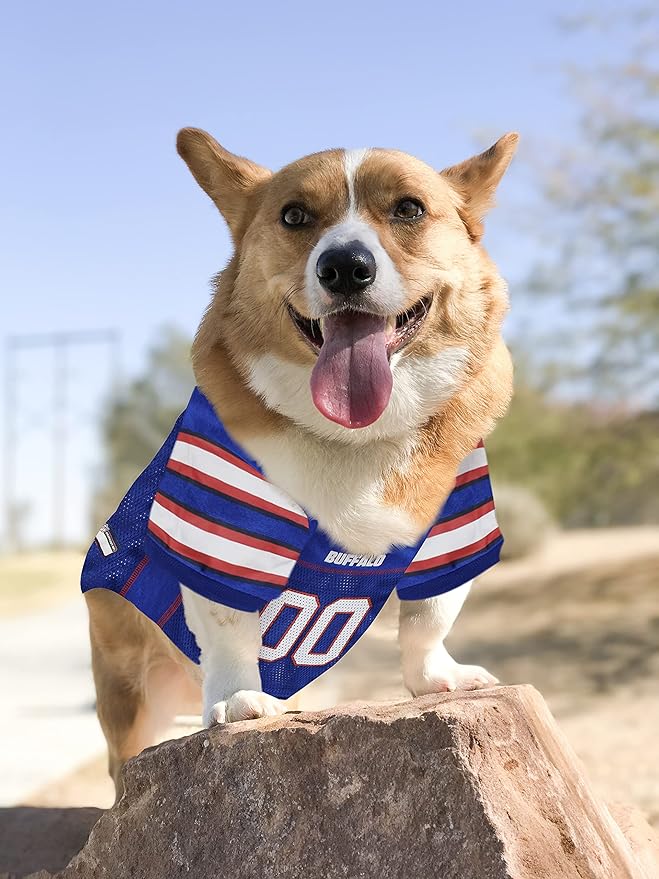 Pets First NFL Buffalo Bills Dog Jersey, Size Small. Best Football Jersey Costume for Dogs & Cats. Licensed Jersey Shirt