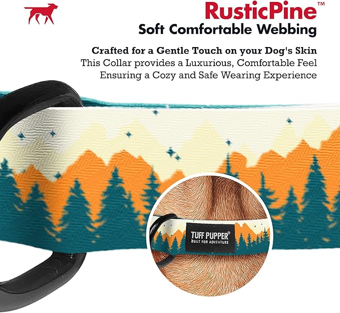 Tuff Pupper Premium Adjustable Dog Collar for Extra Large Boy Dogs, Stylish Pattern Collars Designed in USA, Quick Release Buckle, RusticPine Print for Male Dogs, XL (1.25 Inch Wide x 20-30 Inch Neck)