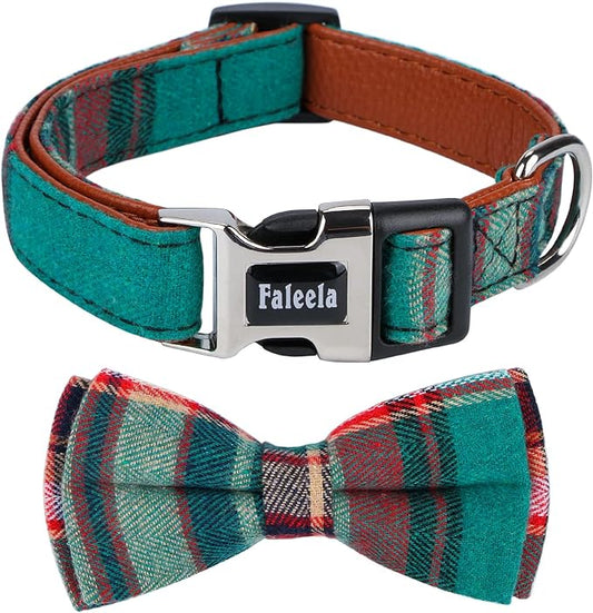 Faleela Cute Soft Girl Dog Collar with Bow, Bowtie Dog Collar for Boy,Detachable Adjustable Collar for Small Medium Large Pet