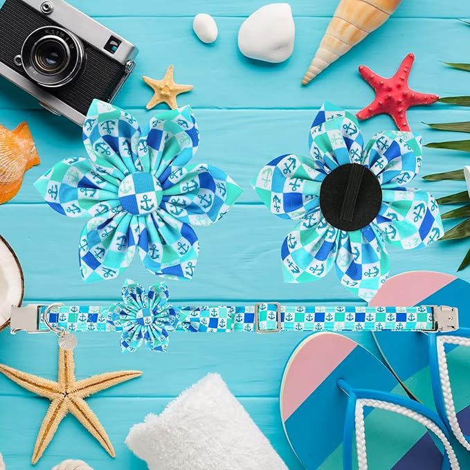 Dog Collar with Flower, Comfortable Cotton Summer Dog Flower Collar, Durable Metal Buckle Cute Pet Collar for Extra Large Girl Boy Dog, XL