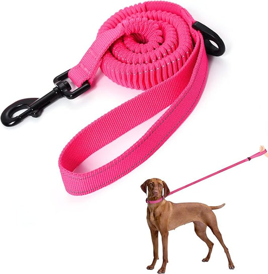 Mile High Life | Bungee Dog Leash | Gentle Pull Training Lead | Soft Comfort Texture | 3-5 Feet | for Dogs/Cats Under 20 lb (Pink)