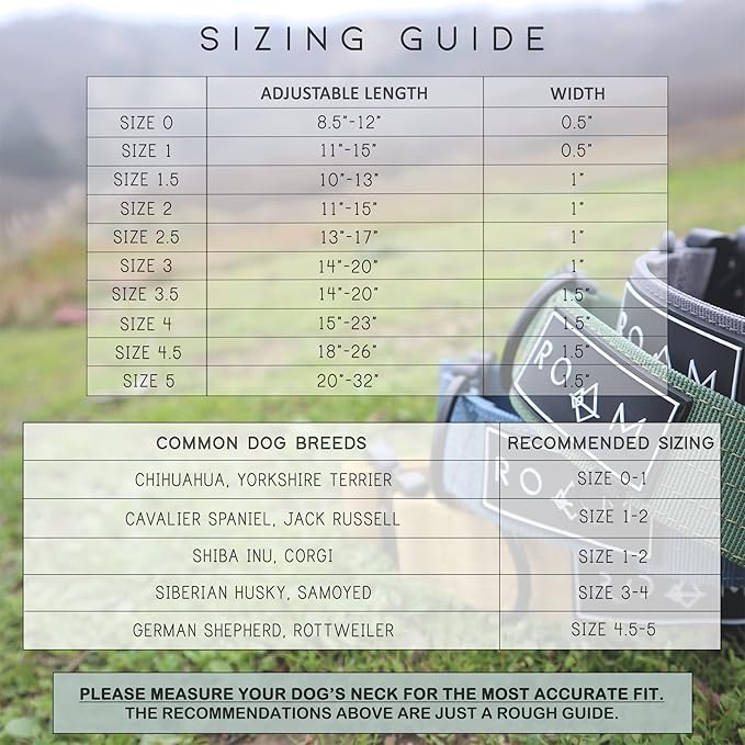 Made to ROAM Premium Dog Collar - Adjustable Heavy Duty Nylon Collar with Quick-Release Metal Buckle (Oregon Haze, Classic Size 3.5, Old Roam Logo)