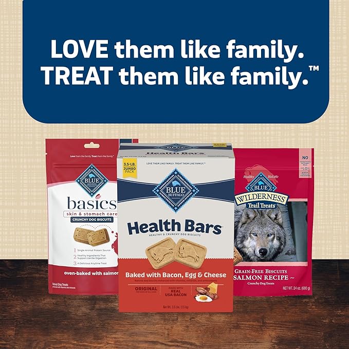 Blue Buffalo Health Bars Crunchy Dog Biscuits, Oven-Baked With Natural Ingredients, Bacon, Egg & Cheese, 3.5 -lbs. Box