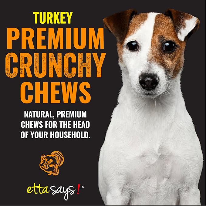 etta says! Premium Crunchy 7" Turkey Chews - Grain-Free Dog Treats, Good for Teeth, Easy to Digest - Made in The USA (20 Count Pack of 1)
