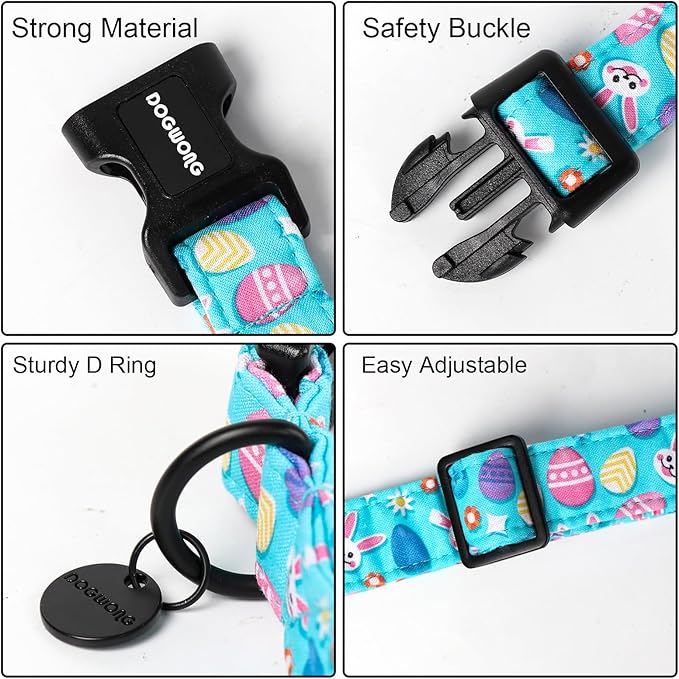 DOGWONG Easter Dog Collar, Colorful Egg Dog Collar Soft Durable Adjustable Costume Cute Easter Puppy Collar for Small Medium Large Dog