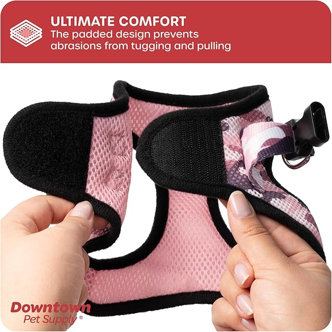 Downtown Pet Supply Step in Dog Harness No Pull, X-Large, Camo Pink - Adjustable Harness with Padded Mesh Fabric and Reflective Trim - Buckle Strap Harness for Dogs