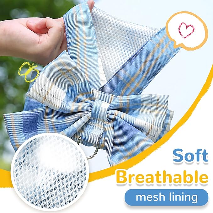 Small Dog Harness with D-Ring, Soft Mesh, Adjustable - Set Includes Puppy Pet Harness and Leash