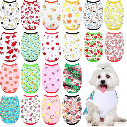 20 Pcs Dog Shirts Summer Puppy Printed Clothes Soft and Breathable Dogs T Shirts Cute Pet Vest Sweatshirt Outfit for Small Medium Puppy Pet Cat Chihuahuas Papillons Pomeranian(M)