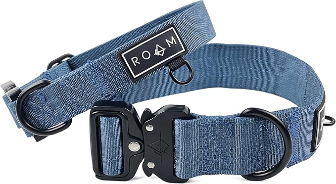 Made to ROAM Premium Dog Collar - Adjustable Heavy Duty Nylon Collar with Quick-Release Metal Buckle (California Horizon, Classic Size 4.5, Old Roam Logo)