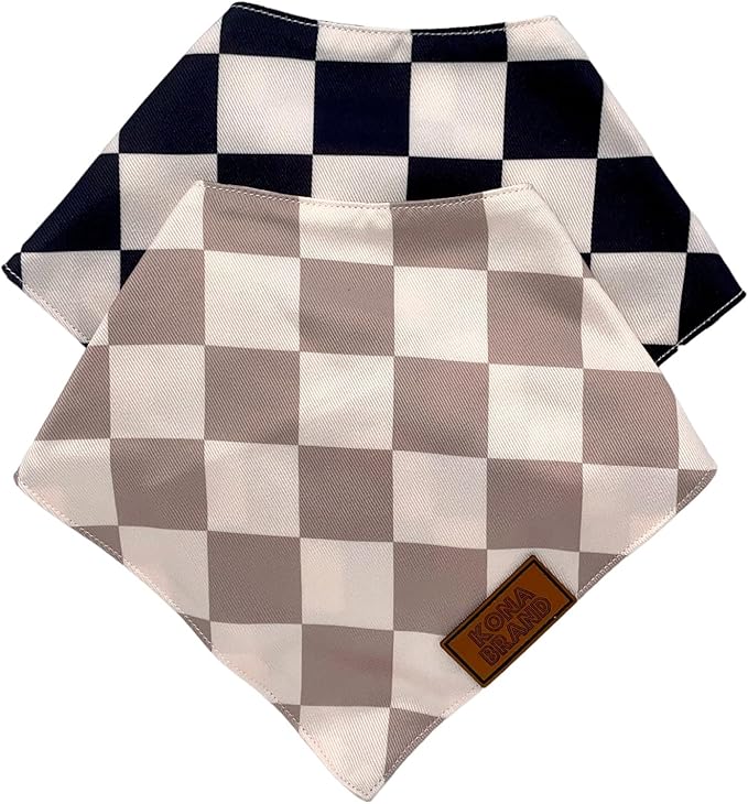 KonaBrandCo- Premium Handmade Dog Bandana | Dual Layered Silky Durable Polyester Fabric | Adjustable Fit Custom Shape- Won't Roll (Medium, CALVIN)
