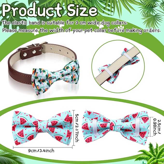 50 Pieces Summer Collar Dog Bow Ties Hawaiian Dog Collar Accessories for Dogs Bow Ties Attachment with Elastic Bands Dog Collar Detachable Charms for Dogs Collar Accessories Summer Hawaiian Costume