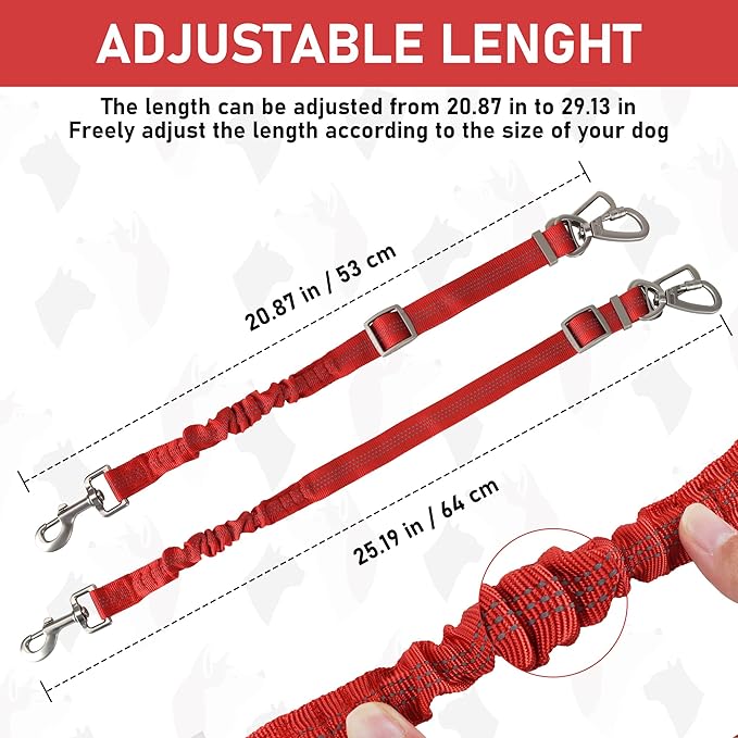 GAMUDA Dog Harness, Collar and Seat Belt Set, Vehicle Safety Harness, Retractable Adjustable Pet Seatbelts with Travel Strap and Carabiner for Most Cars (Red, XL)