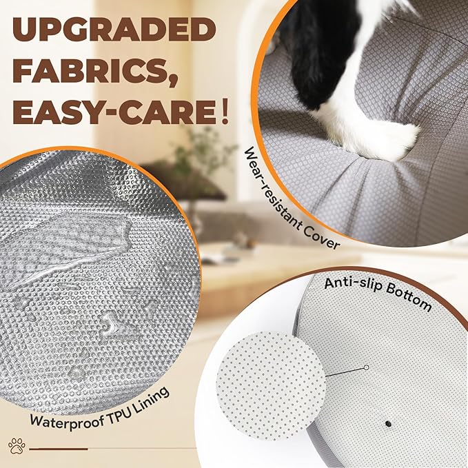 Orthopedic Dog Beds for Large/Medium Dogs, 9'' Thick Pure Memory Foam Dog Bed with Removable Washable Cover, Waterproof Dog Couch Pet Bed, 60D High Density, Easy Cleaning, Grey&Dark Grey