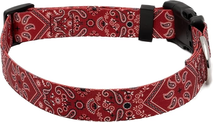 Country Brook Petz - Deluxe Red Bandana Dog Collar - Made in The U.S.A. - Country and Western Collection Featuring Rustic Designs (1 Inch, Medium)