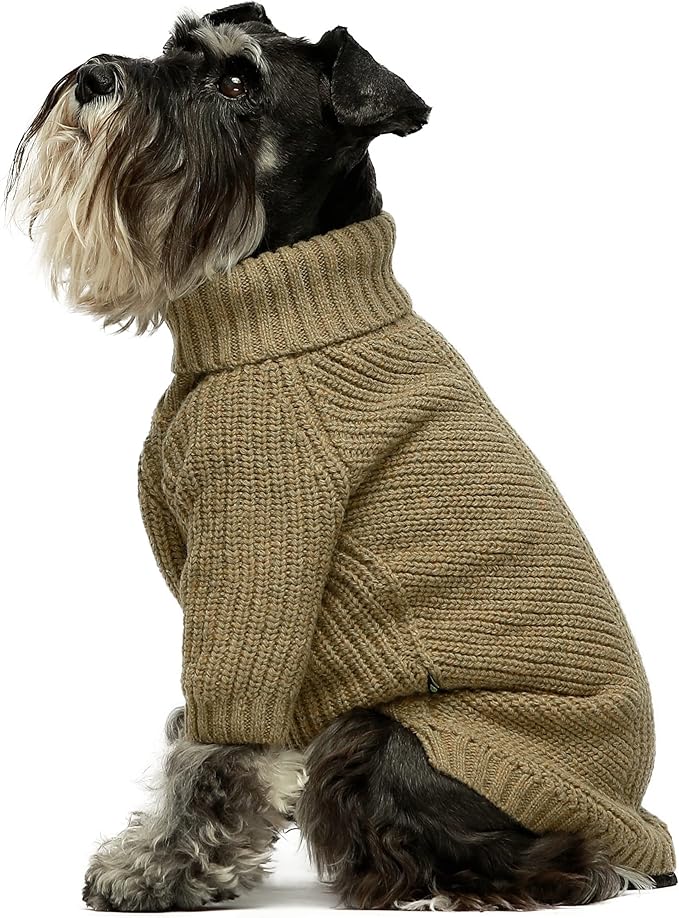 Fitwarm Thermal Knitted Dog Sweater Doggy Winter Coat Pet Clothes Doggie Turtleneck Jacket Puppy Outfits Cat Sweatsuit Sage Green XX-Large