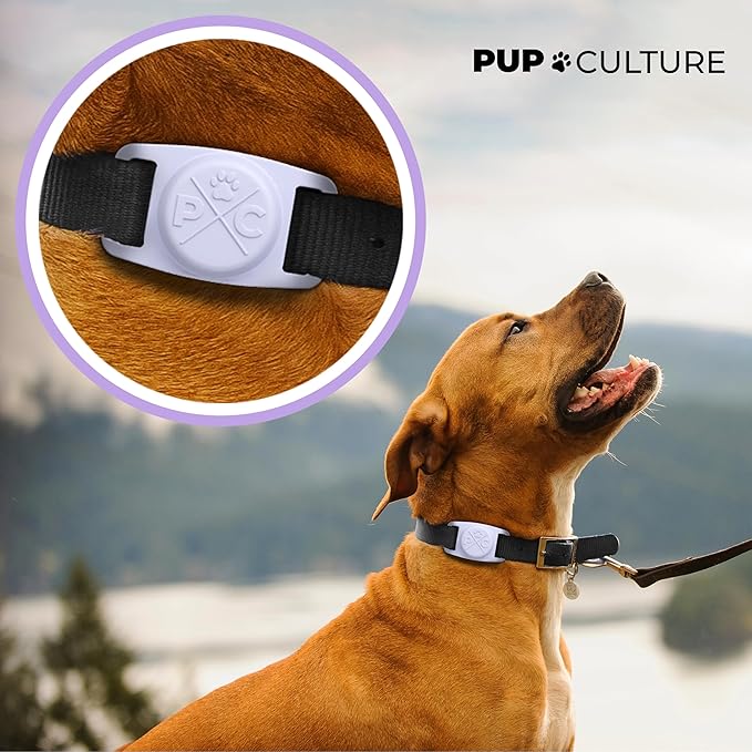 Pup Culture AirTag Dog Collar Holder (2 Pack), Extra-Durable, Lightweight, and Protective AirTag Case for Dog Collar - Track Your Pet Using Apple AirTag Technology - Dog Collar AirTag Holder
