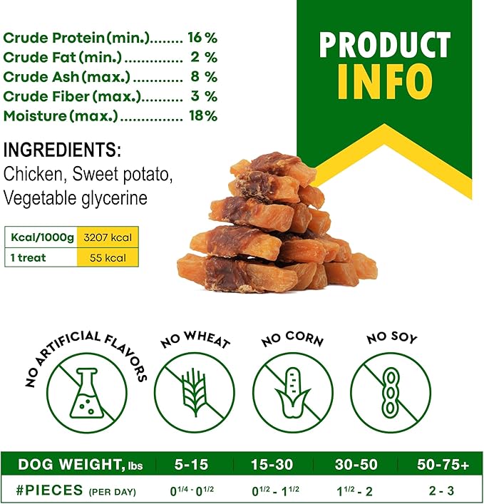 Dog Sweet Potato Wrapped with Chicken & Pet Natural Chew Treats - Grain Free Organic Meat & Human Grade Dried Snacks in Bulk - Best Twists for Training Small & Large Dogs - Made for USA (Sweet Potato)