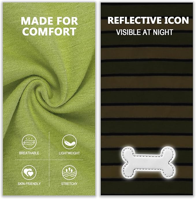 KYEESE 2Pack Dog Shirts Striped T Shirt for Medium Dogs Boy Lightweight Sleeveless Vest Cotton Tank Top Clothes, XX-Large,Green+Striped