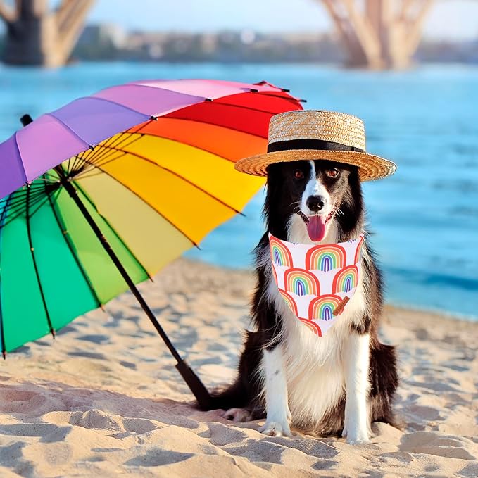 ADOGGYGO Rainbow Dog Bandana, Multi Size Offered, Rainbow Bandanas for Large and Extra Large Dogs Pets (X-Large)