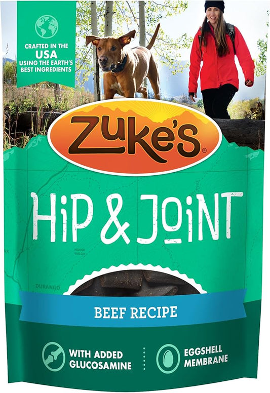 Zukes Hip and Joint Support Dog Treats for Adult Dogs, Senior Dog Treats Made with Real Beef, 16 oz. Resealable Pouch - 16 oz. Bag