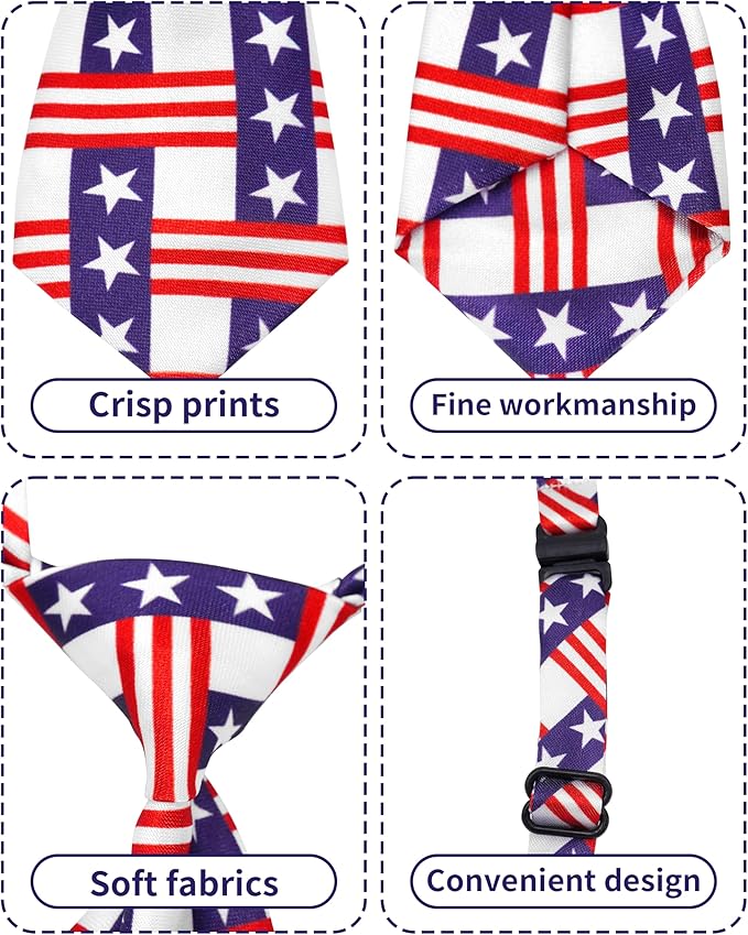 PET SHOW 10 Pack 4th of July Small Dog Ties Neckties for Puppy Doggies Cats Adjustable Holiday Grooming Accessories Patriotic Neck Ties Bowties Girl Boy Pets Memorial Day Holiday Party Costumes