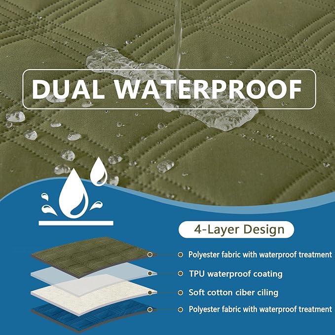 hyha Waterproof Dog Blanket, Reversible Pet Bed Blanket, Soft Sofa Couch Cover for Dogs Washable, Waterproof Pet Couch Covers for Sofa Puppy Cats Furniture Protector(52"x82", Green/Navy Blue)