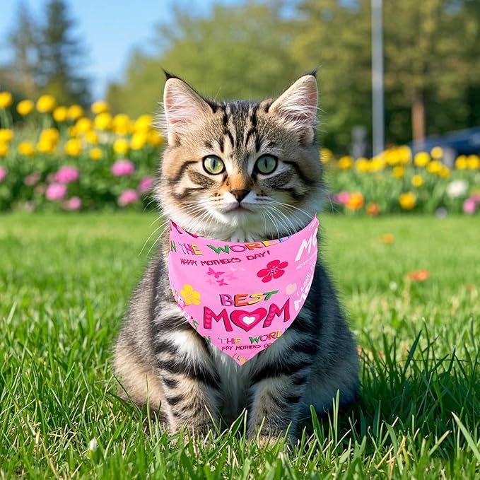 30 Pack Mothers Day Dog Bandanas Bulk for Small Dogs Kittens Breed 18 Inch Love Mom Dog Bandanas XS Puppy Doggy Best Mom Dogs Bandana Grooming S
