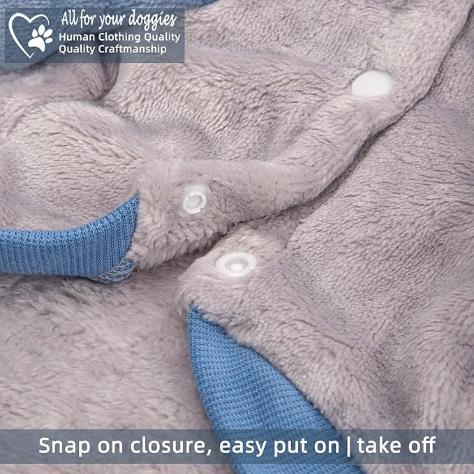 FabriCastle Dog Hoodie Sweater for Small Dogs Boy and Girl, Small Dog Clothes XS XXS Puppy Sweatshirt, Pet Outfit, Cat Clothing Super Soft Warm Snap On Closure (Lightgrey-Blue, Large)
