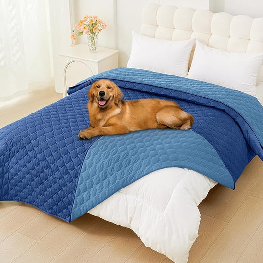 Smiry Waterproof Dog Bed Cover Blanket, Soft Reversible Pet Blanket, Washable Leakproof Cats Dogs Couch Cover for Sofa, Couch, Furniture (82x120 Inch, Navy/Blue)