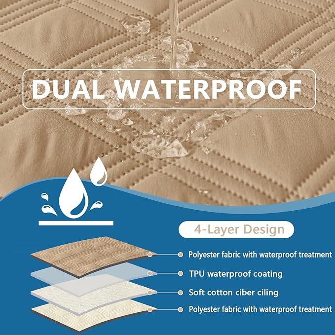 hyha Waterproof Dog Blanket, Reversible Pet Bed Blanket, Soft Sofa Couch Cover for Dogs Washable, Waterproof Pet Couch Covers for Sofa Puppy Cats Furniture Protector(52"x82", Camel/Beige)