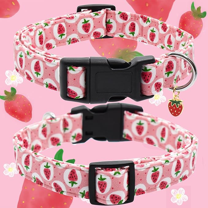 Bubblepup Dog Collar, Adjustable Dog Collar for Small Medium Large Dogs with Soft Cotton & Quick-Release Buckle