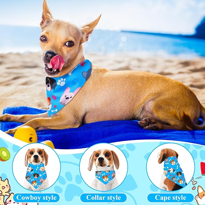 72 Pcs Boy Dog Bandanas Bulk Summer Triangle Scarf Colorful Cat Bibs Puppy Scarf Paw Pet Bandanas for Puppy Cat Birthday Party Costume