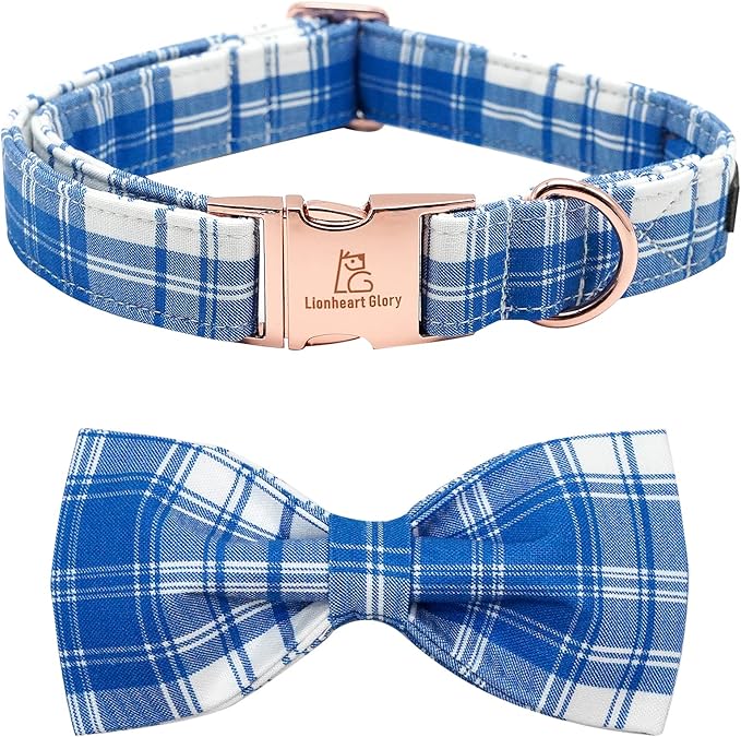 Lionheart glory Dog Collar, Boy Dog Collar Bowtie Blue Adjustable Dog Bowtie Collar Bows Dog Collar for Medium Dogs