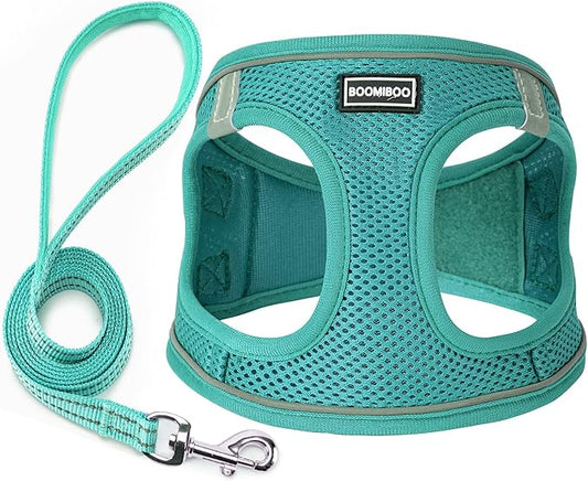 Dog Harness with Leash Set, No Pull Adjustable Reflective Step-in Puppy Pet Vest Harnesses for Small Medium Large Dogs and Cats,Forest Green XL