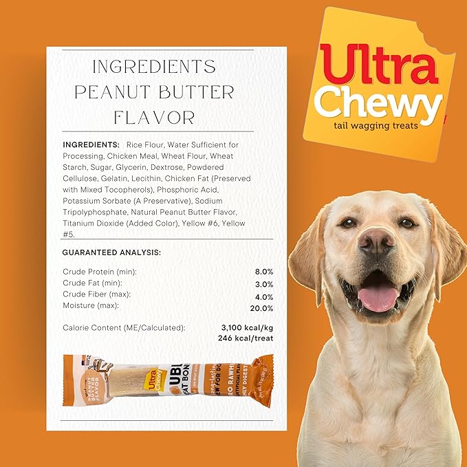 Ultra Chewy Double Treat Bones Favorites, Dog Treats, Made in The USA, Healthy Treats, Easy to Digest, Promotes Dental Health (Assorted Flavors, 1 Pack/9 Bones Per Pack)
